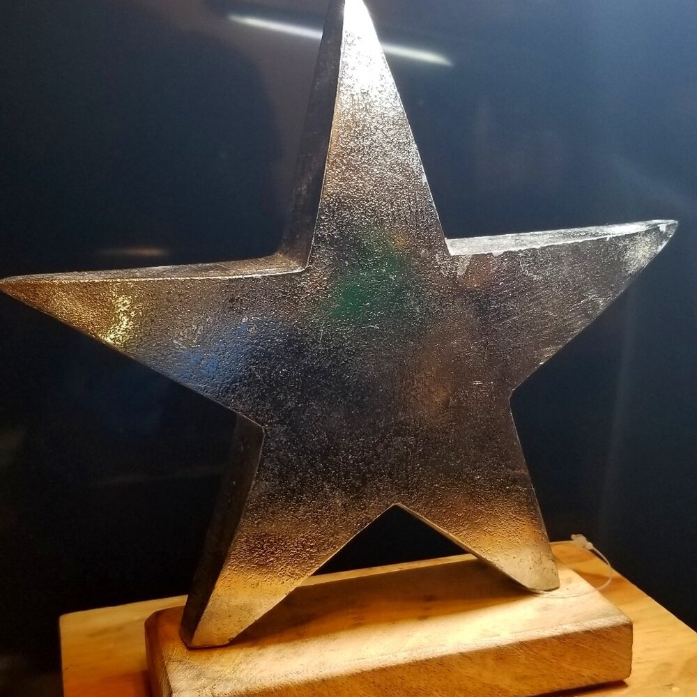 Star Table Accent..  Many Uses !!!   Awards  Decoration ..Solid wood base NIB